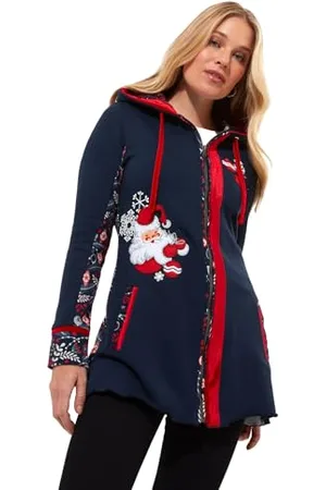 Joe Browns Damska bluza z kapturem z aplikacją Świętego Mikołaja świąteczna nowość, długi rękaw, zamek błyskawiczny, regularny krój, , 14, , 40
