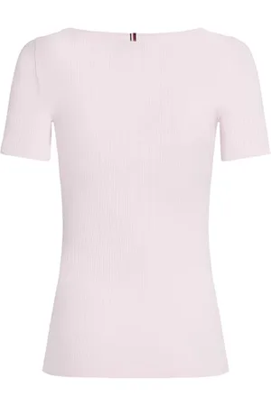 Tommy Hilfiger Damski SLIM 5X2 RIB C-NK SS WW0WW37866, różowy, S, , S