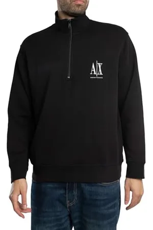 Armani Exchange Męski projekt ikony, haftowane logo, bluza z zamkiem błyskawicznym z przodu, , XS