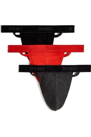 2Xist 2(X) IST Majtki męskie Essential Cotton Y-back 3-pak bielizny (3 sztuki), Czarny/grafitowy wrzos/mak czerwony, XL