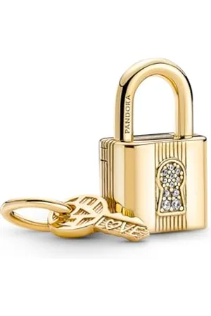 PANDORA SHINE Charm Anhänger "Vorhängeschloss mit Schlüssel" vergoldet, Zirkonia 760088C01