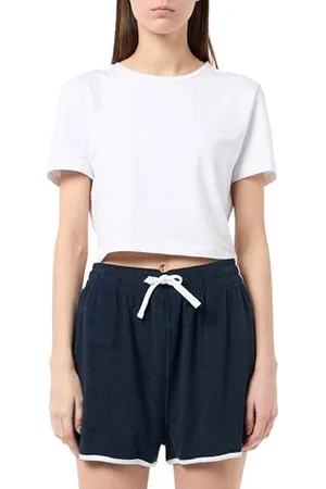 Tommy Hilfiger Damskie spodenki frotte UW0UW05951, niebieskie, L, , L