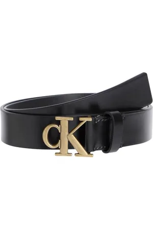 Calvin Klein 8719965074583 Damska MONOGRAM PLACQUE BUCKLE 30MM LV04K7002G stały pasek, czarny (czarny/złoto), 90, , 90