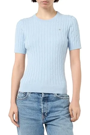 GANT STRETCH COTTON CABLE SS C-NECK, , XS