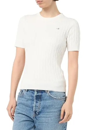 GANT STRETCH COTTON CABLE SS C-NECK, , S
