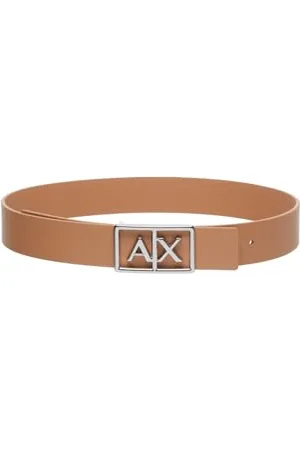 Armani Exchange Damski prosty wygląd, monocolor, logo buckle plate belt, 90, , 90