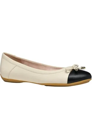 Geox Damski D Charlene C Ballet Flat, Papyrus/Black, 41 EU, , 41 EU