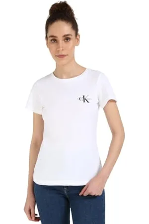 Calvin Klein Jeans Damska koszulka MONOLOGO Slim TEE J20J219734 S/S, brązowa (Aragon/Bright White), XL, , XL