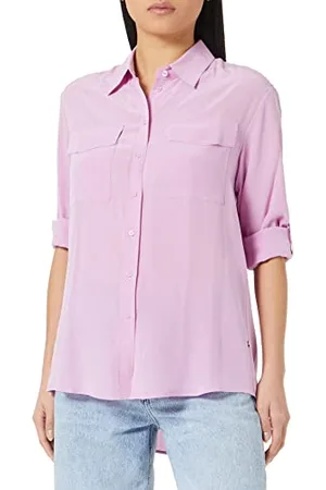 HUGO BOSS Damska bluzka typu C Biventi Regular-Fit, z jedwabiu spranego piasku, , 38
