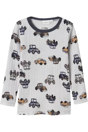 NAME IT Chłopięcy top z długimi rękawami wełna z merynosów, , 104