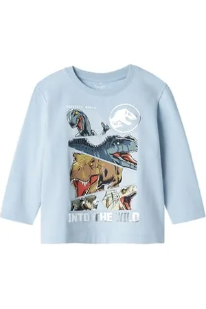 NAME IT Nmmfynn Jurassic Nreg Ls Top Box Sky dla chłopców, , 110