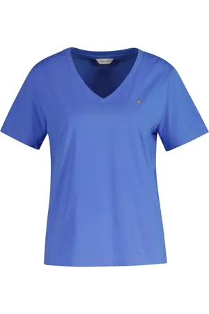 GANT REG SHIELD SS V-neck t-shirt, niebieski (Sailor Blue), M