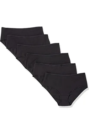 Amazon Damskie bawełniane majtki midi (dostępne w dużych rozmiarach), 6 sztuk, czarne, 1X
