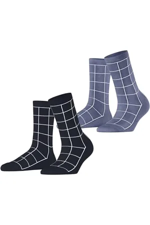 ESPRIT Kobiety Skarpety Sketched Grid Multipack W So bawełna z wzorem 2 Pak, , 35-38