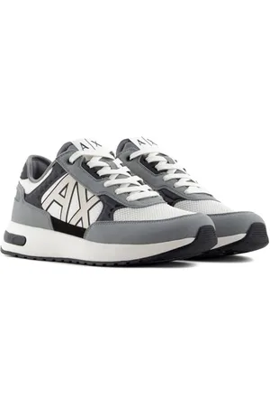 Armani Exchange Męskie buty typu sneakers z wytłoczonymi geometrycznymi motywami, sznurowane trampki, wielokolorowe, 46, , 46 EU