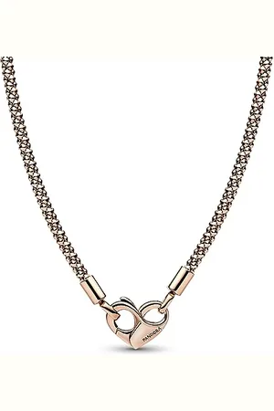 PANDORA Moments Studded Chain Halskette aus Sterling Silber mit 14 Karat rosévergoldete Metalllegierung, Länge 45cm, 382451C00-45