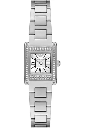 Emporio Armani Zegarek damski, mechanizm kwarcowy i rozmiar koperty 31 mm z bransoletką ze stali nierdzewnej, skóry lub silikonu, w kolorze srebrnym, 20MM, bransoletka