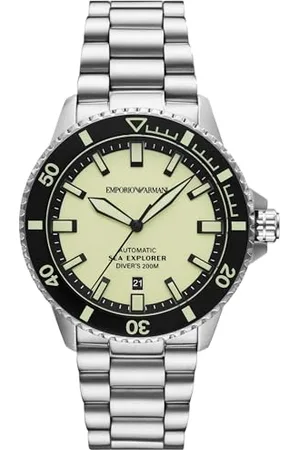 Emporio Armani Męski analogowy mechanizm mechaniczny ręczny zegarek z bransoletką ze stali nierdzewnej AR60083, srebro