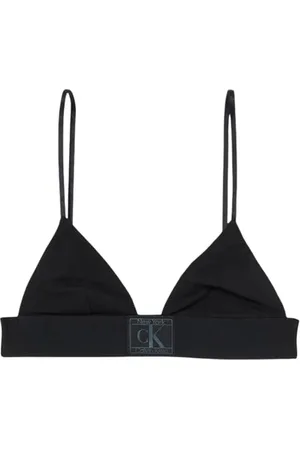 Calvin Klein Damski trójkąt bez podszewki 000QF8204E trójkąt, czarny (czarny z niebieskim logo wydajności), XS, , XS