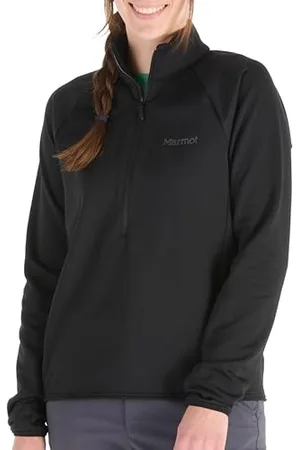 Marmot Kobiety Leconte Fleece 1/2 Zip, Ciepła Kurtka Polarowa, Zapinana na Zamek 1/2, Oddychająca, Odporna na Wiatr, z Możliwością Spakowania, na Wędrówki i na Narty, Black, XL