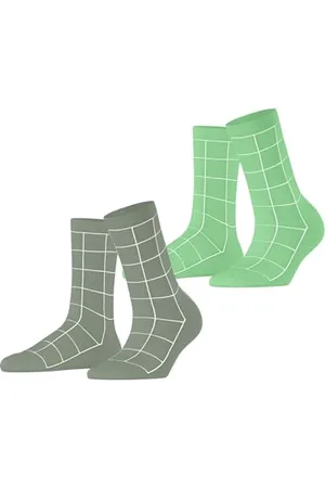 ESPRIT Kobiety Skarpety Sketched Grid Multipack W So bawełna z wzorem 2 Pak, , 35-38