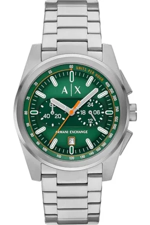 Armani Exchange Zegarek męski, mechanizm kwarcowy i koperta 42 mm z bransoletą ze stali nierdzewnej, skóry lub silikonu, odcień, 42MM, bransoletka