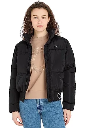 Calvin Klein Jeans Damska kurtka puchowa z logo i obszyciem, , XL