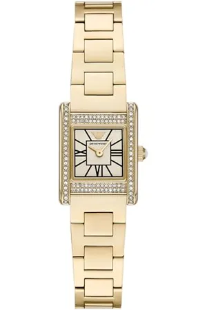 Emporio Armani Zegarek damski, mechanizm kwarcowy i rozmiar koperty 31 mm z bransoletką ze stali nierdzewnej, skóry lub silikonu, Z?oty odcie?, 20MM, bransoletka