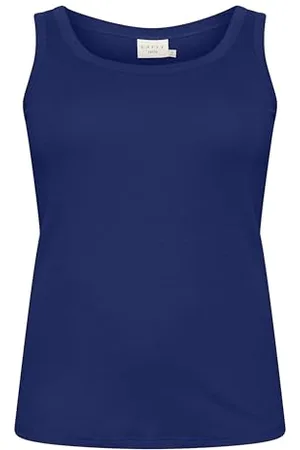 Kaffe Plus Size damski Tank Top Rib Jersey Slim Fit Round Neck Hip Długość, , XL-du?e rozmiary