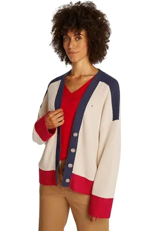Tommy Hilfiger Damski kardigan CO Cardi MID GG V-NK LS WW0WW45552, , XS-S