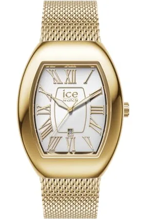 Ice-Watch ICE boliday Dome Metal mesh White GD - Damski złoty zegarek z bransoletą ze stali nierdzewnej - 024487 (Small)