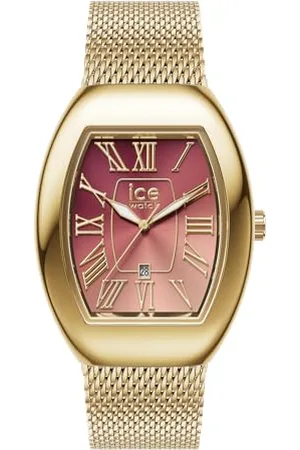Ice-Watch ICE boliday Dome Metal mesh Pink GD - Damski złoty zegarek z bransoletą ze stali nierdzewnej - 024488 (Small)