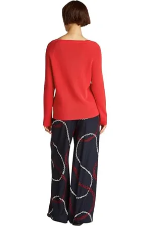Tommy Hilfiger Damskie CO CARDI FINE GG LS BOAT-NK SWT WW0WW44975, czerwone, L, , L