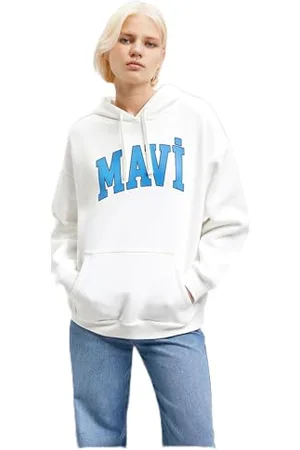 Mavi Damska bluza z kapturem z logo, antyczna biel, XL, , XL