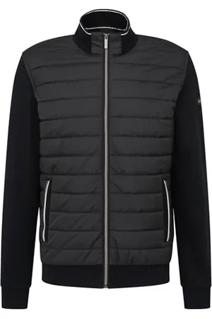 Bugatti Męska bluza basic, pikowana, długi rękaw, zamek błyskawiczny, , L