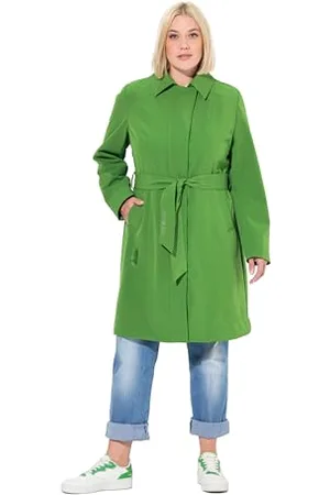 Ulla Popken Hyprar damski trencz softshell, wodoodporny, płaszcz na pasek, , 62-64