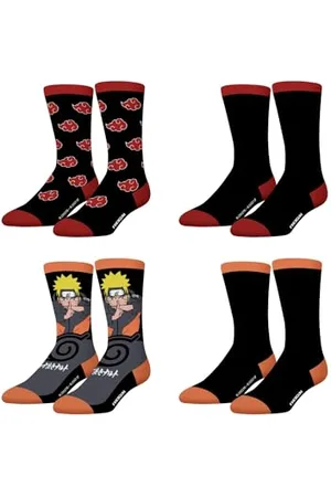 Freegun Skarpety męskie Naruto Shippuden, skarpety męskie Naruto Uzumaki, Akatsuki (zestaw 4 sztuk), rozmiar 43/46, , 43/46 EU