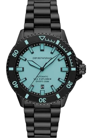 Emporio Armani Męski analogowy mechanizm mechaniczny ręczny zegarek z bransoletką ze stali nierdzewnej AR60084, czarny