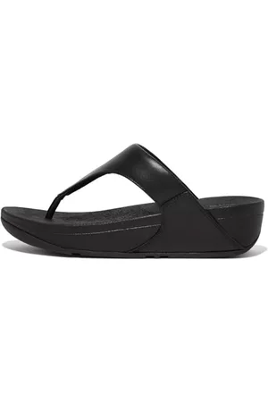 FitFlop Damskie sandały LULU TOE POST - skórzane sandały z podnóżkiem, czarne (czarne 001), 40 EU, , 40 EU