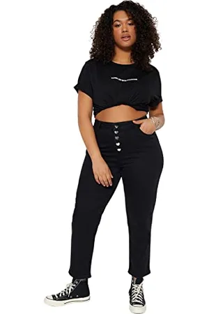 Trendyol Damskie spodnie jeansowe z wysokim stanem Skinny Fit Plus Size, , 48 Plus
