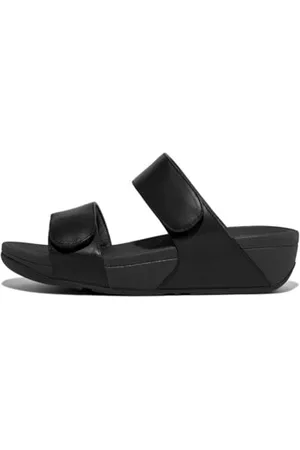 FitFlop FV6090-080 LULU Regulowane skórzane klapki w całości czarne US10