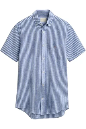 GANT REG COTTON LEN STRIPE SS SHIRT, , XL