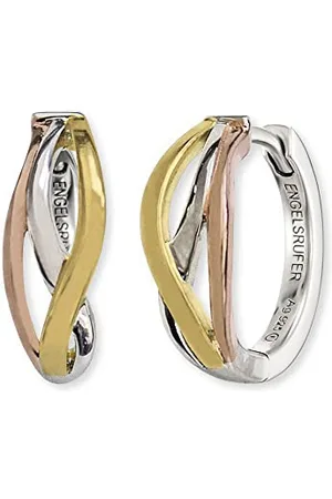 Engelsrufer Tricolor Creolen Paradise Ohrringe für Damen aus 925er Sterlingsilber, rhodiniert, gold & roségold, Clipverschluss, 16.5 mm, nickelfrei, Allergiker geeignet, ERE-PARADISE-TRI-CR