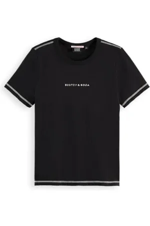 Scotch&Soda Damski T-Shirt Core Flatlock Artwork Regular Fit T-Shirt, , XS