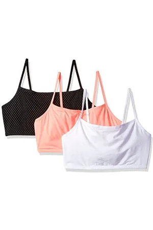 Fruit Of The Loom Womens Spaghetti Strap Cotton Pull Over 3 Pack Sports Bra, Pin Dot/Popsicle Pink/White, 34