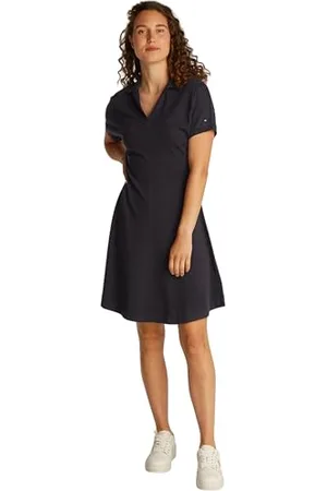Tommy Hilfiger Damska sukienka polo LYOCELL OPEN-NK F&F WW0WW44513, czarna, XXS, , XXS