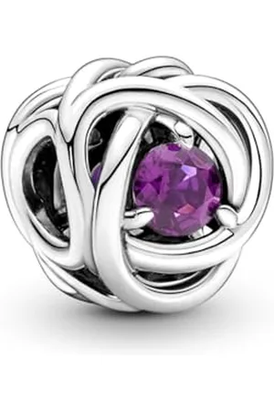 PANDORA Februar Geburtsstein Violetter Ewigkeitskreis Charm aus Sterling-Silber mit Kristallen, 790065C02