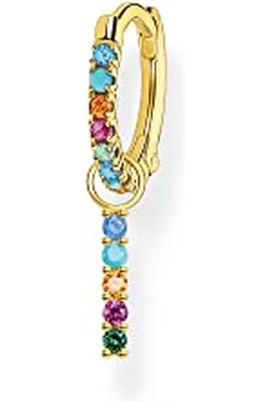 Thomas Sabo Damen Single-Creole in der Farbe Gold aus 925 Sterlingsilber mit 750 Gelbgold Veredelung und Zirkonia, Größe: 12x2 mm, CR703-488-7