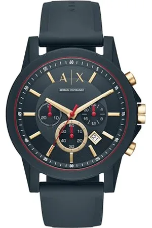 Armani Exchange Męski chronograf, zegarek silikonowy, rozmiar koperty: 44 mm, , Einheitsgröße, taśma