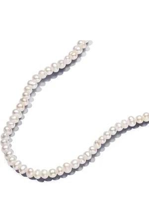 PANDORA Essence Behandelte Süßwasserzuchtperlen Collier-Halskette mit T-Verschluss aus Sterling Silber mit vergoldeter Metalllegierung, Größe 45cm, 363297C01-45
